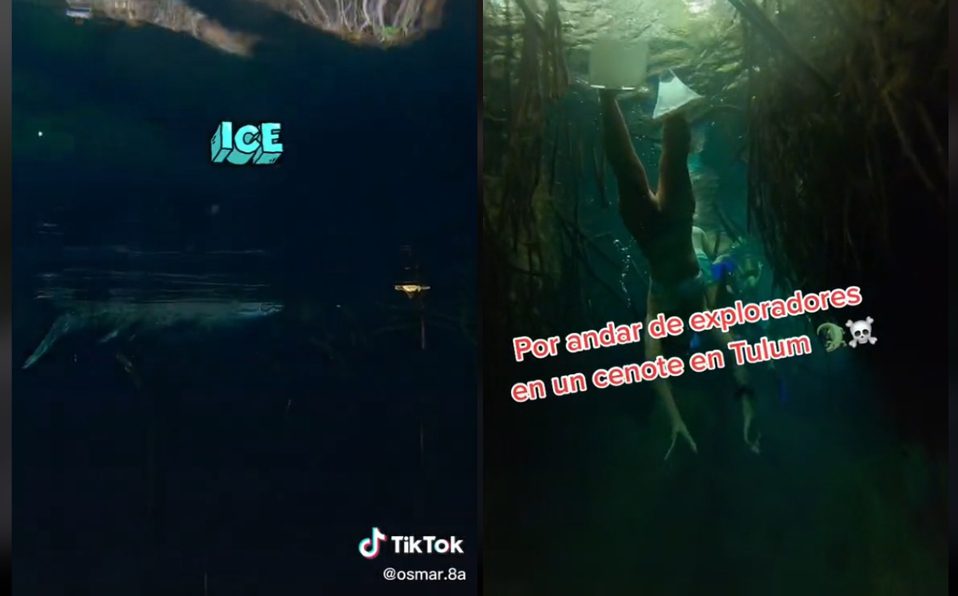 Turistas logran huir de cocodrilo mientras exploraban cenote de Tulum #VIDEO