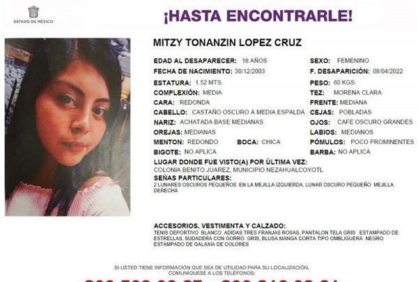 Buscan a Mitzy, estudiante del CCH Oriente desaparecida en Neza