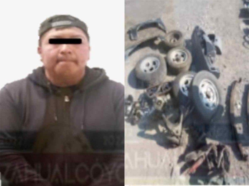 Hombre detenido por vender autopartes de una camioneta robada en Edomex