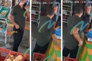 Hombre le roba su celular a un vendedor de fruta #VIDEO