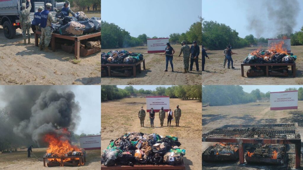 Semar y FGR incineran 716 kilogramos cocaína en Chiapas