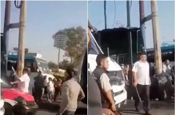 Captan en #VIDEO riña entre taxista y microbusero con cadenas y palos, en Tacubaya