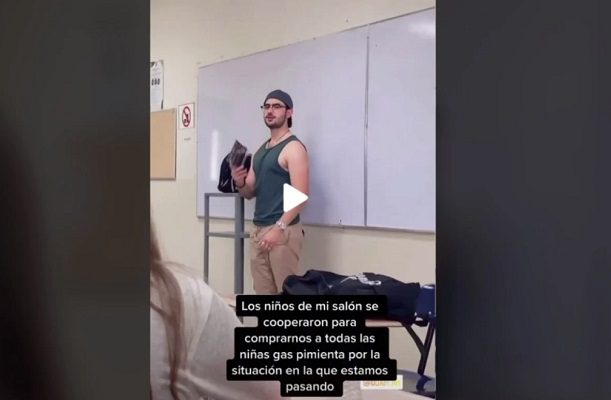 Alumnos compran gas pimienta a compañeras ante aumento de violencia contra la mujer #VIDEO