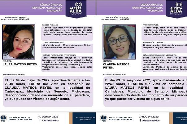 Localizan sin vida en Edomex a dos hermanas raptadas por civiles armados en Michoacán