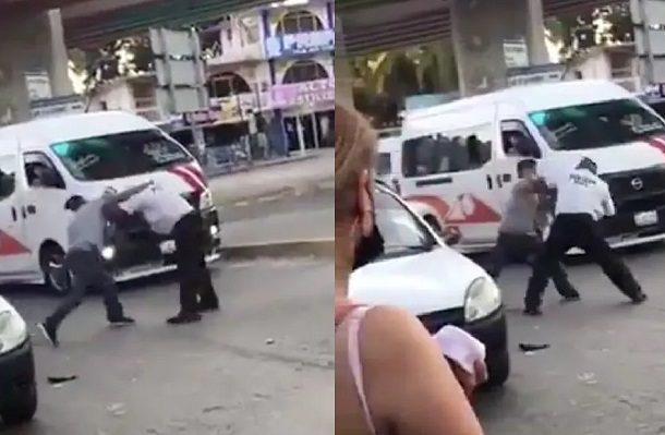 Captan pelea callejera entre policía vial y conductor, en Acapulco #VIDEO