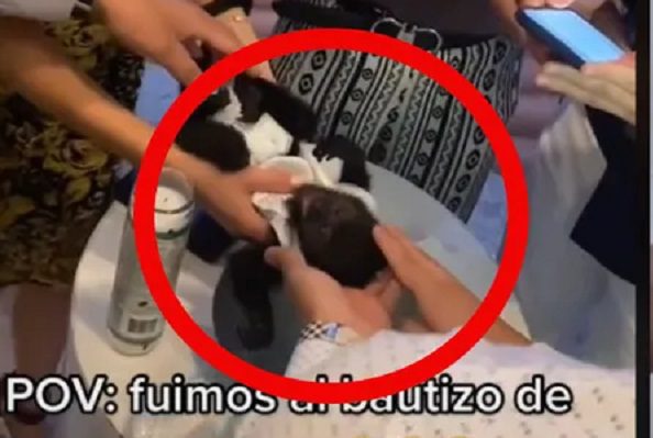 Bautizan a un changuito; caso provoca controversia #VIDEO