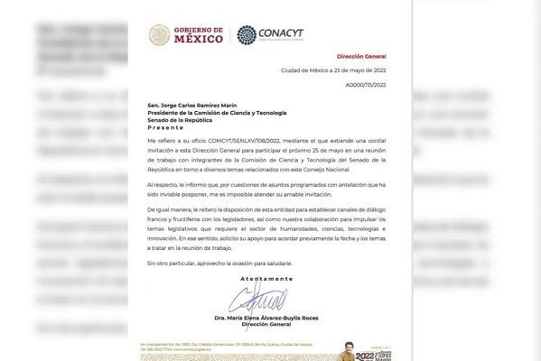 Titular del Conacyt cancela reunión con senadores