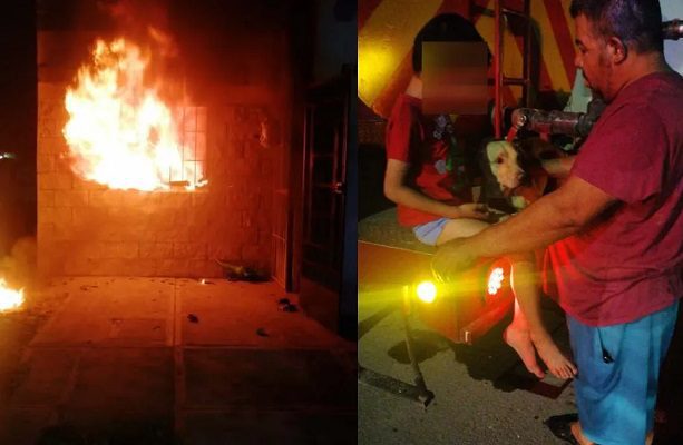 Bomberos rescatan a perrito de casa en llamas, en Torreón