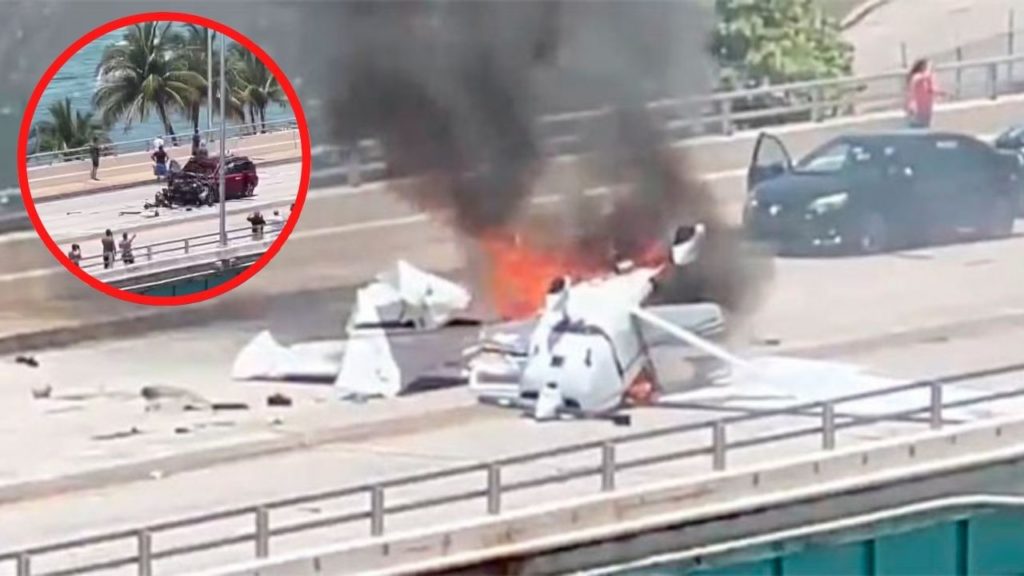 Avioneta se desploma en puente en Miami