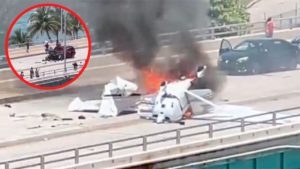 Avioneta se desploma en puente en Miami; hubo varios heridos #VIDEO