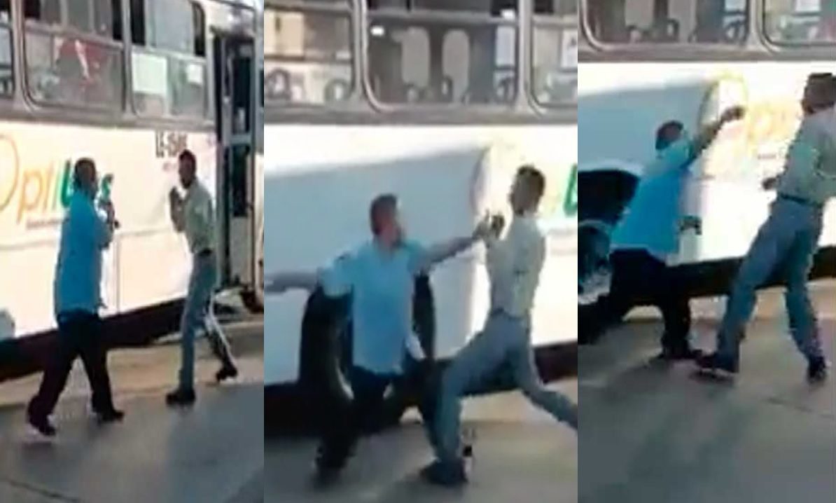 Chofer de autobús en pelea
