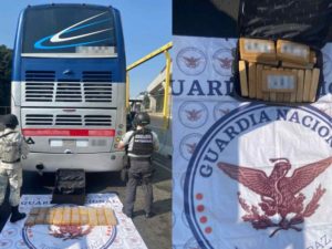 GN decomisa cocaína en autobús de pasajeros en caseta La Venta