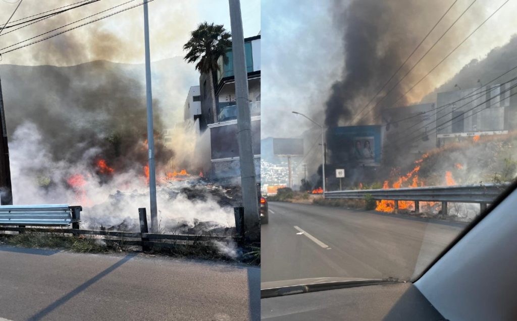 Incendio en el bulevar Rogelio Cantú en Monterrey