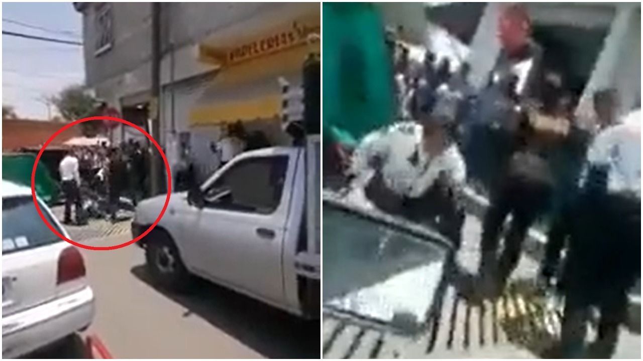 Pelea de mototaxistas y policías en Texcoco