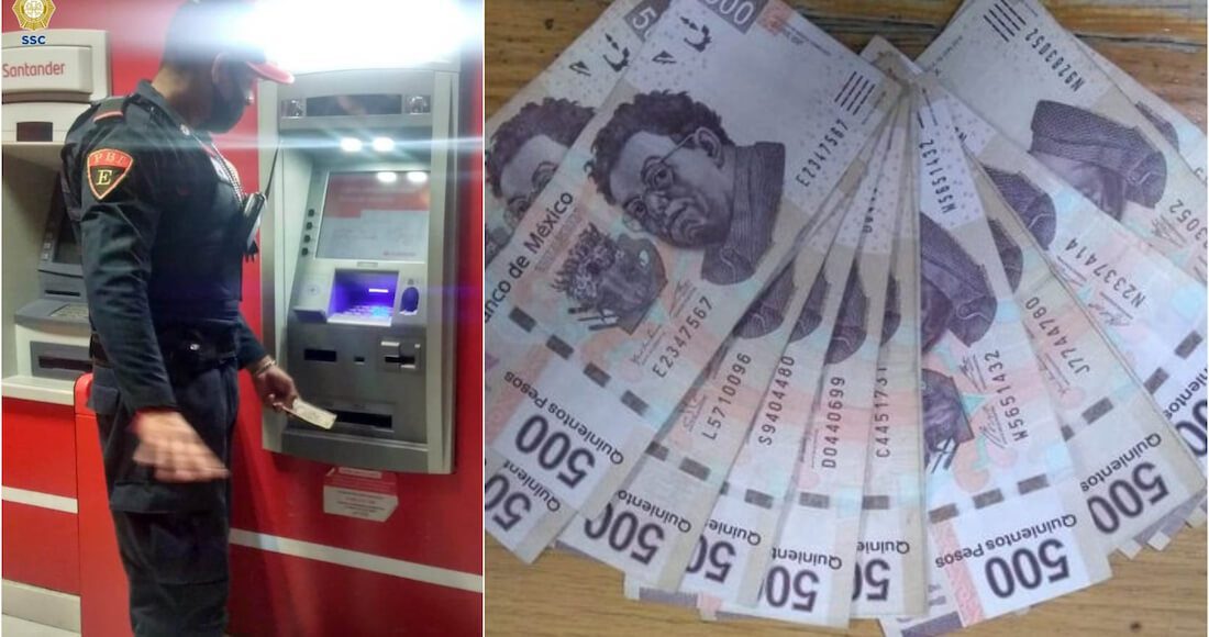 Policía entrega sobre con dinero que se encontró en cajeros automáticos