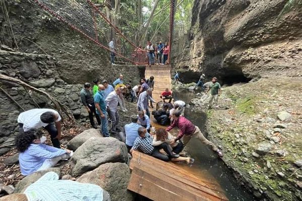 Colapsa puente colgante en parque de Cuernavaca durante reinauguración #VIDEO