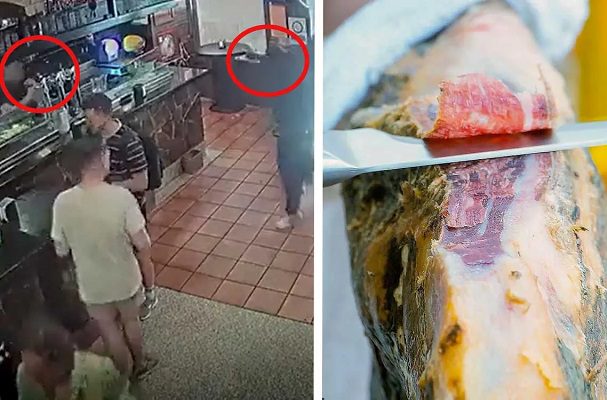 Mesero español se salva de disparos gracias a pata de jamón serrano #VIDEO
