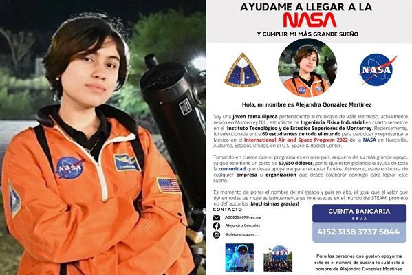 Mexicana es aceptada en programa espacial de la NASA; pide ayuda económica
