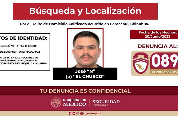 Gobierno Federal emite ficha de búsqueda de "El Chueco", presunto homicida de sacerdotes