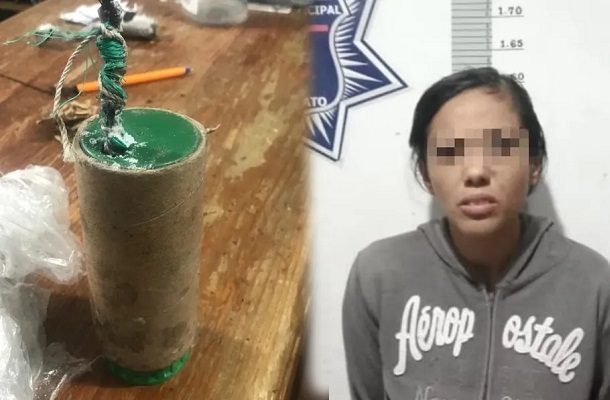 Detienen a mujer con explosivo casero en Guanajuato Capital