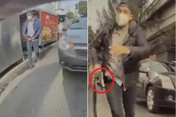 Sujeto asalta a mano armada a automovilista sobre Río Churubusco #VIDEO