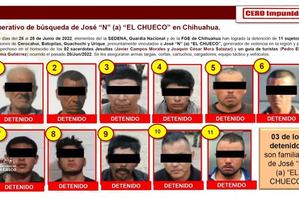 Suman 11 detenidos vinculados con 'El Chueco', asesino de sacerdotes en Chihuahua