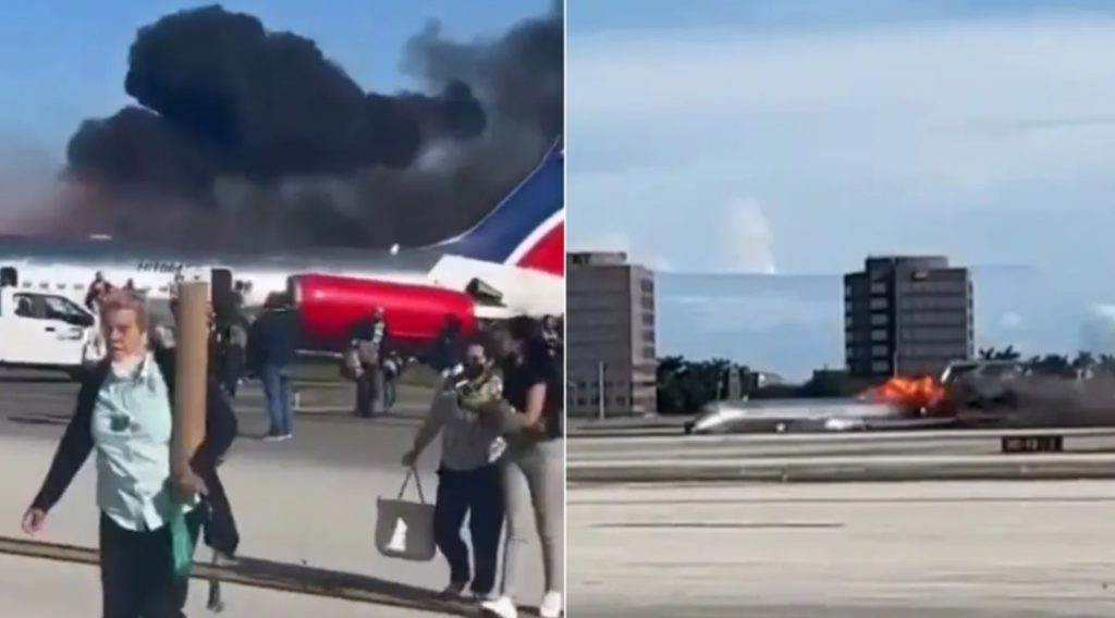 Avión se incendia en aeropuerto de Miami
