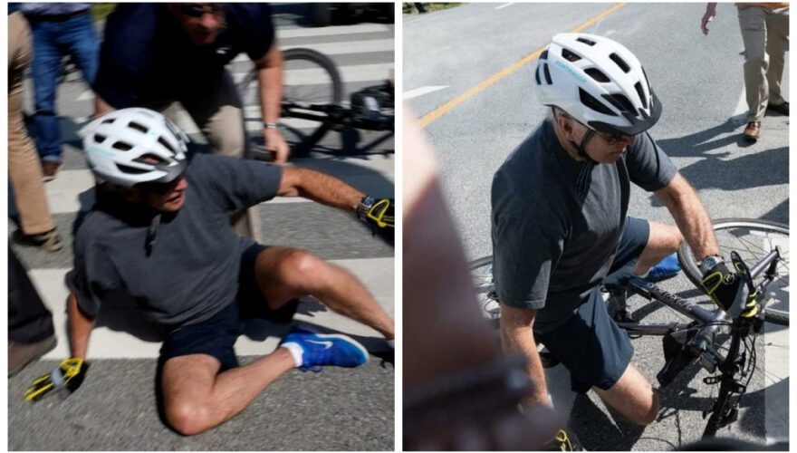 Joe Biden se cae de su bicicleta