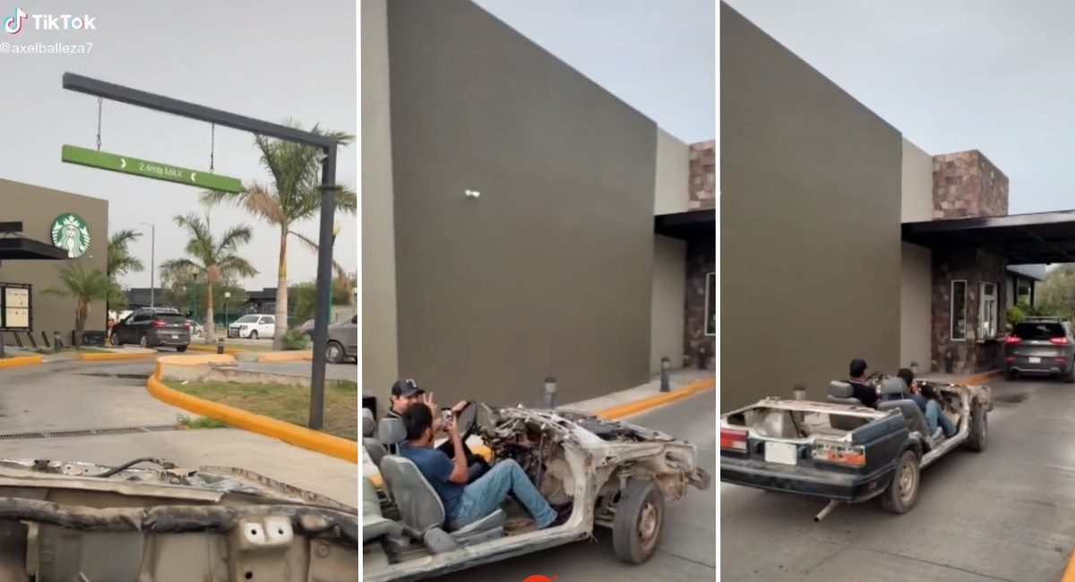 Jóvenes van a Starbucks en 'auto chatarra'