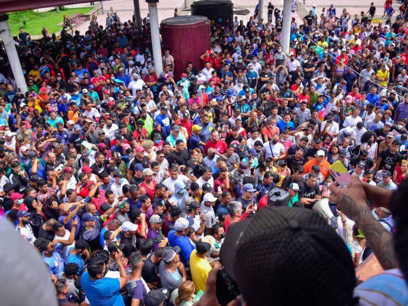 Migrantes protestan en Tapachula