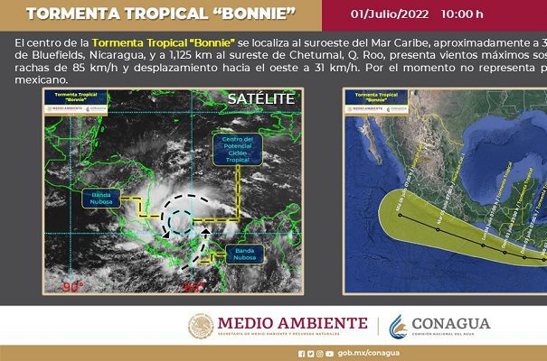 Se forma la tormenta tropical Bonnie en el Mar Caribe