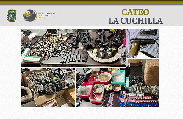 Armas, granadas y droga son decomisadas en mercado municipal de Puebla