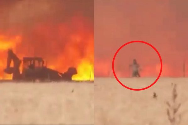 Hombre es envuelto por las llamas tras intentar apagar incendio #VIDEO