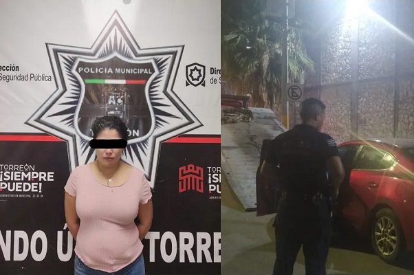Mujer trata de arrollar a policía, huye y choca con dos patrullas, en Torreón