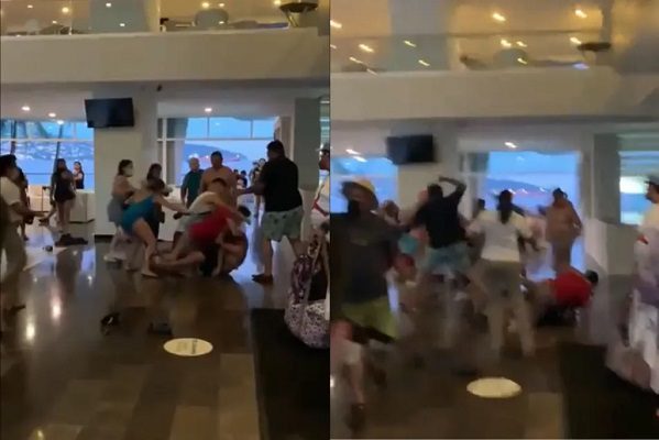 Turistas estelarizan pelea campal en lobby del hotel Krystal Beach, en Guerrero #VIDEO