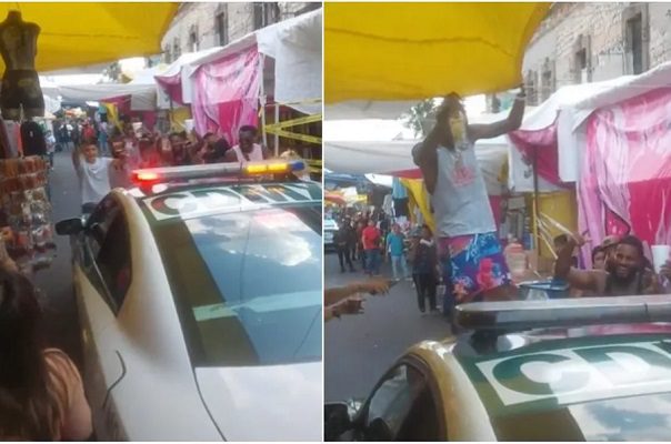 Hombres alcoholizados le impiden el paso a patrulla y le bailan encima, en CDMX #VIDEO