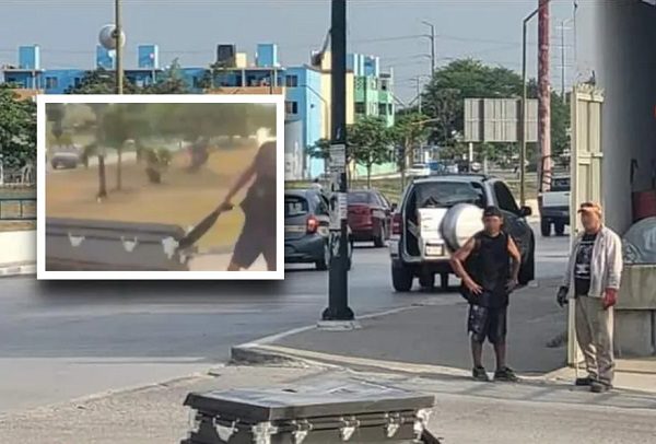 Aparece un ataúd tirado en calles de Tampico #VIDEO