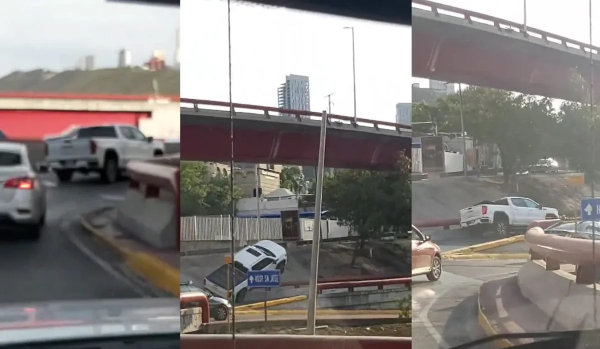 Camioneta circula sin neumático en Monterrey