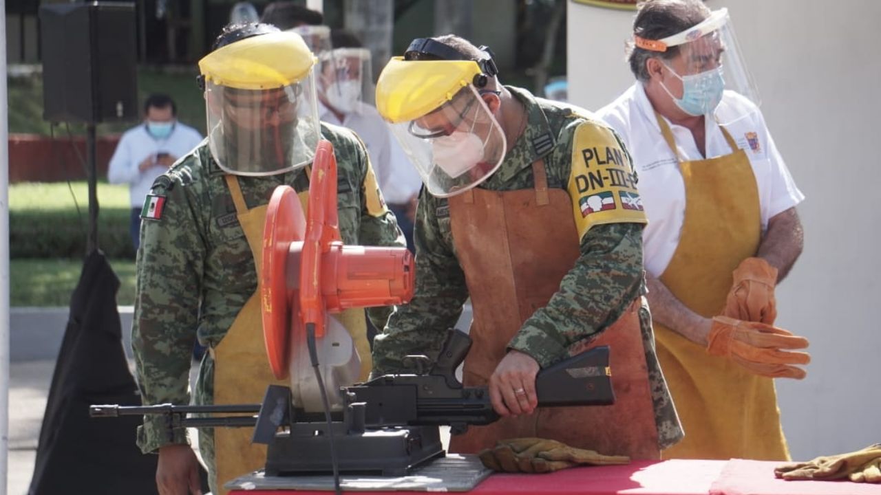 Destrucción en Campeche de 93 armas decomisadas durante operativos