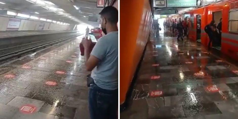 Lluvia adentro de la Línea 4 del Metro