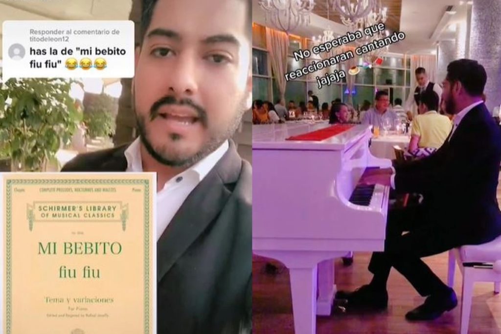 Pianista toca 'Mi bebito fiu fiu' en lujoso restaurante