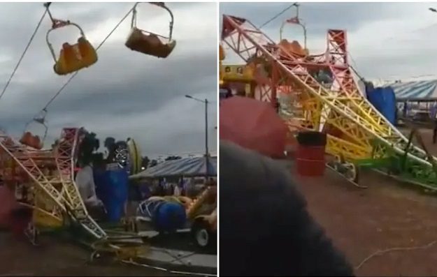 Se derrumba torre que sostenía juego mecánico, en Ecatepec #VIDEOS