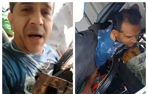 Hombre hace Facebook Live para pedir ayuda tras ser prensado durante choque