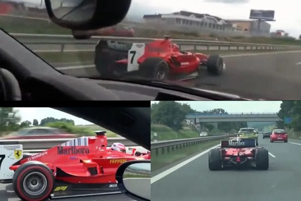 Auto de Fórmula 2 circula en autopista de República Checa #VIDEO