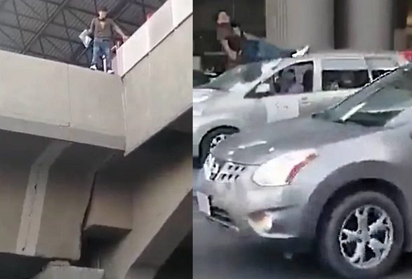 Revelan momento en que joven se lanza desde lo alto del 'Metrorrey'