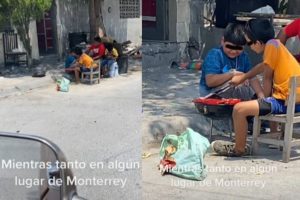 Niños se viralizan tras “armar” carnita asada en Monterrey #VIDEO