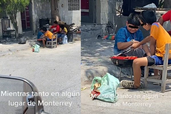 Niños se viralizan tras "armar" la "carnita asada" en Monterrey #VIDEO