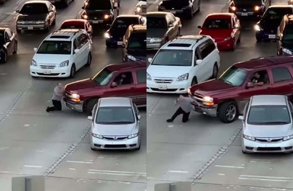 Sujeto choca auto y luego trata de arrollar al conductor para huir, en Tijuana #VIDEO