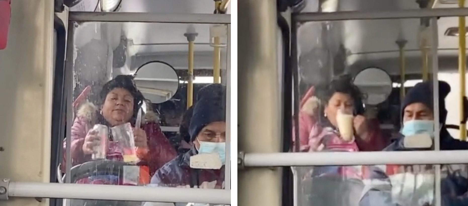 Mujer se prepara una michelada en el camión