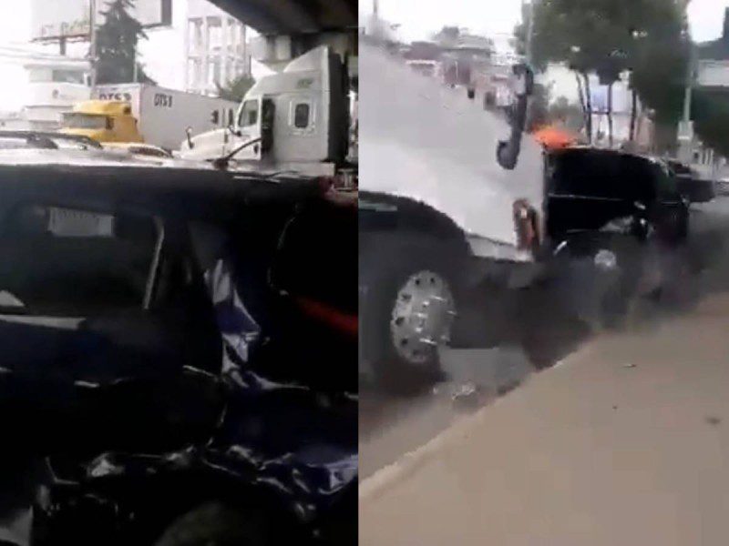 Tráiler en Toluca choca al mismo auto dos veces y luego huye